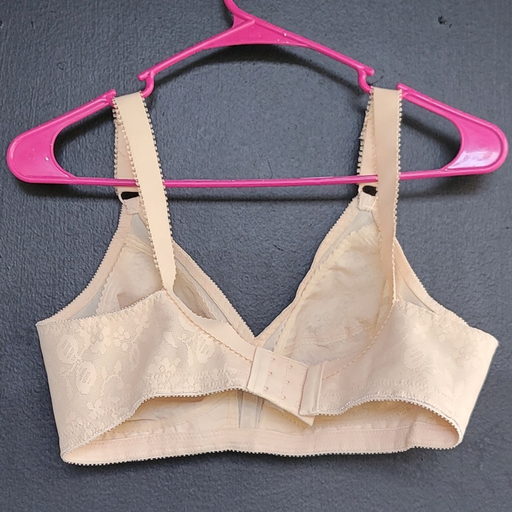 Timeless Comfort Style PL5360 Beige Floral Print Full Coverage Bra 38C - Picture 5 of 8